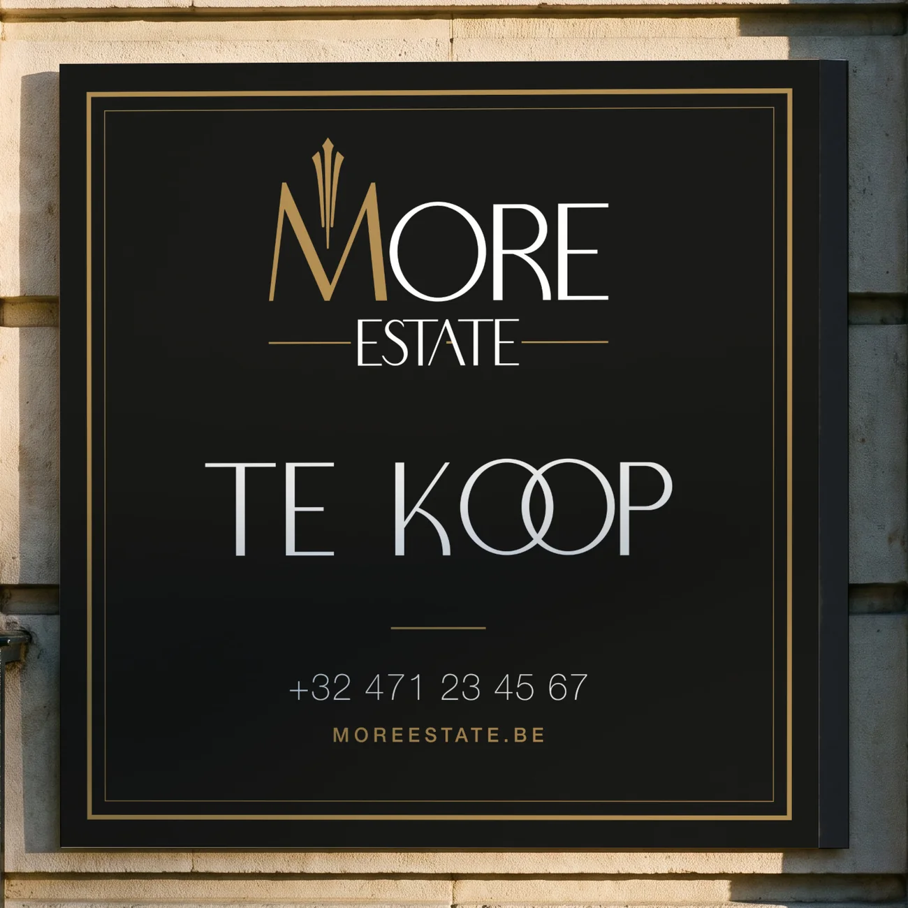 Sign panel reading TE KOOP
